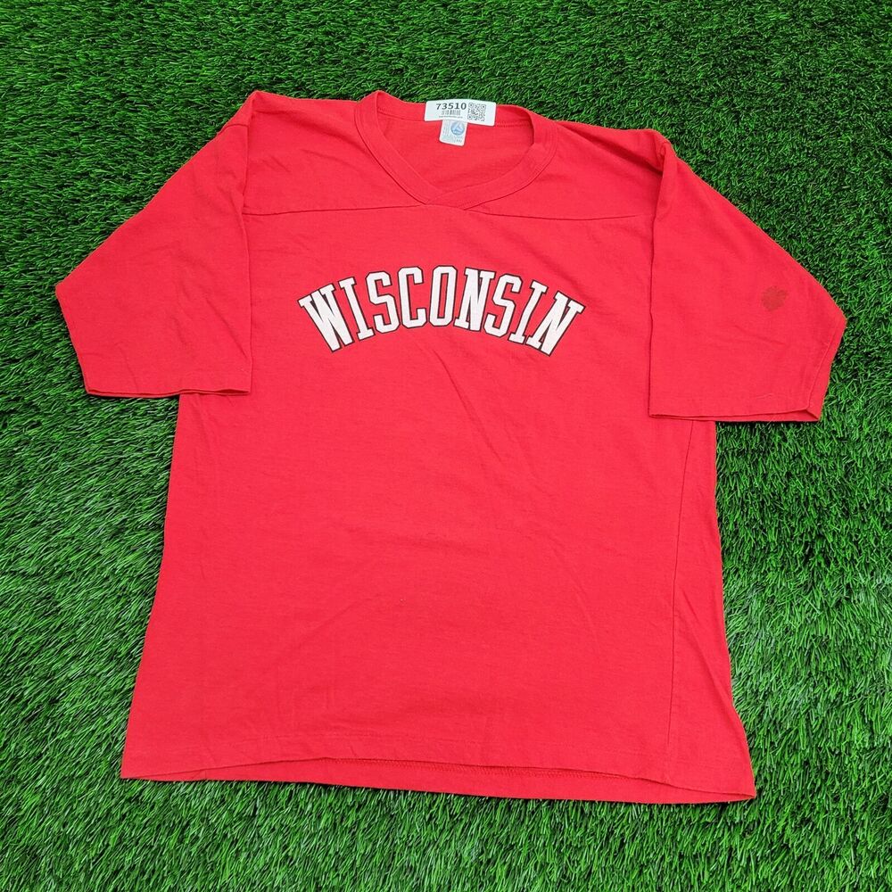 Vintage 80s Wisconsin Shirt Womens M/L Red